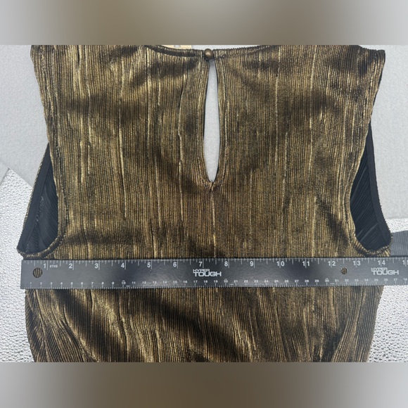 Anthropologie Vanessa Virginia Pont Neuf Gold Metallic Jumpsuit Size XS Formal - Picture 13 of 16